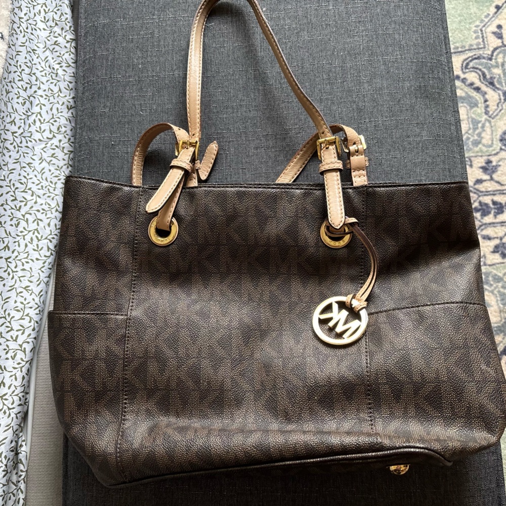 Michael Kors Dark Brown Tote with Gold Accents